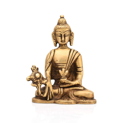 Brass Shakyamuni Gautam Buddha Decorative Statue With Sacred Kalash Bbs262