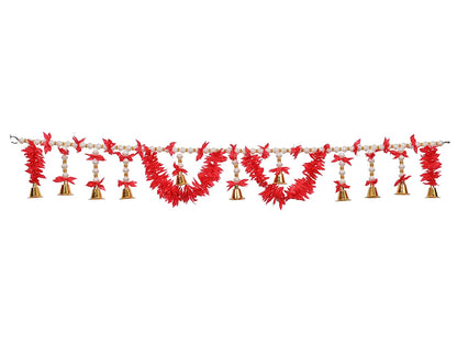 White Beads Toran With Bell Decorative Bandarwal