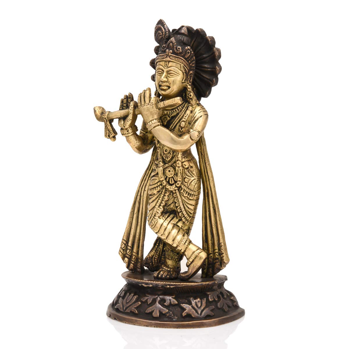 Brass Flute Playing Krishna Idol Kbs128