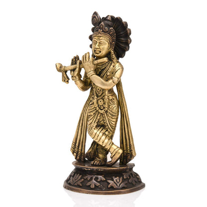 Brass Flute Playing Krishna Idol Kbs128