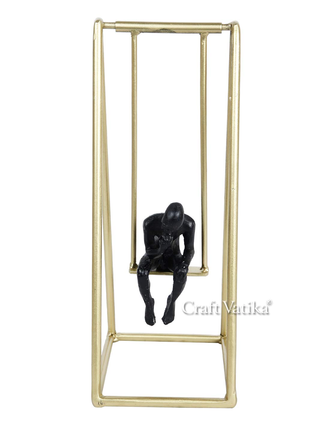 Thinker Man On Swing Statue Tabletop Metal Showpiece
