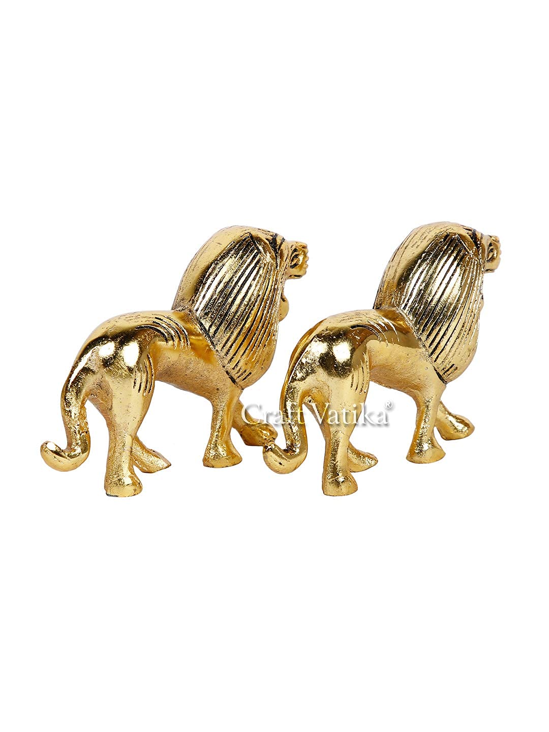 Handmade Metal Lion Decorative Showpiece Golden, DFMS388