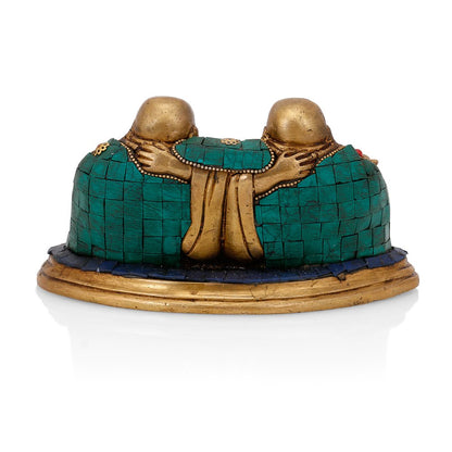 Pair Of Laughing Happy Buddha Statue Buddhism Home Decoration Gift-Bts203