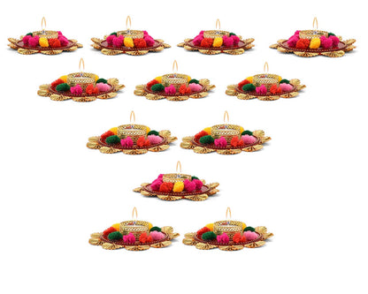 Flower Design Metallic Tealight Candle Holder ( Set Of 2) Dfbs157-2