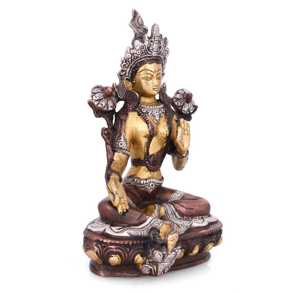 Tibetan Buddhist Goddess Tara Buddha Idol- Brass Figurine Tbs104