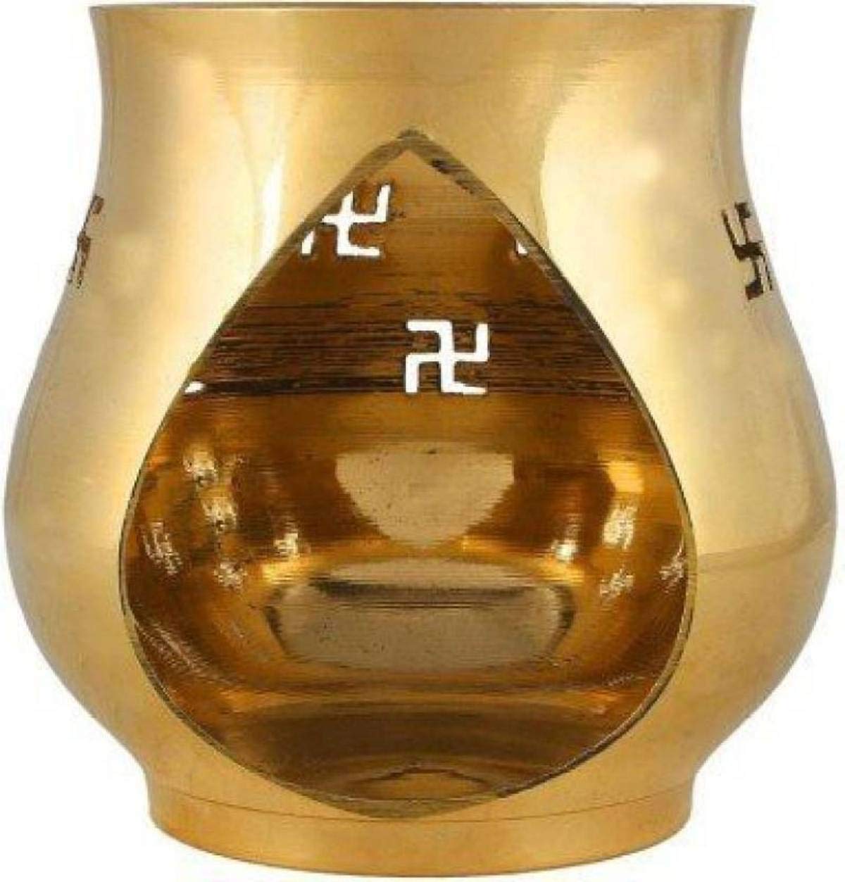 Brass Swastik Diya Oil Lamp Diffuser Incense Camphor Stand