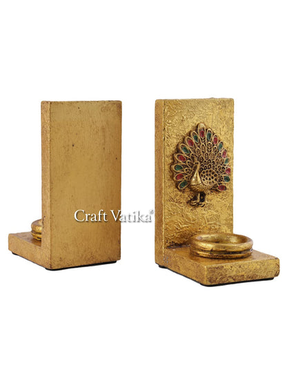 Peacock Design Resin Tea Light Candle Holder Stand,