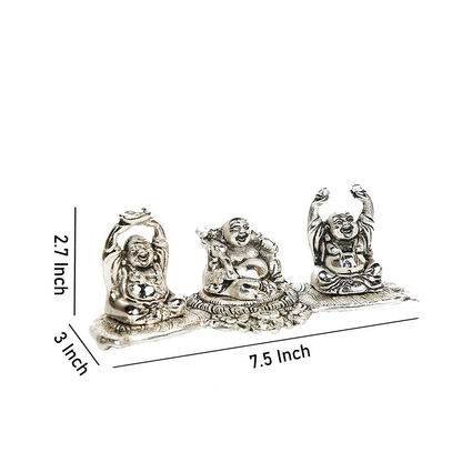 Oxidized Metal Laughing Buddha Idols Showpiece Plate