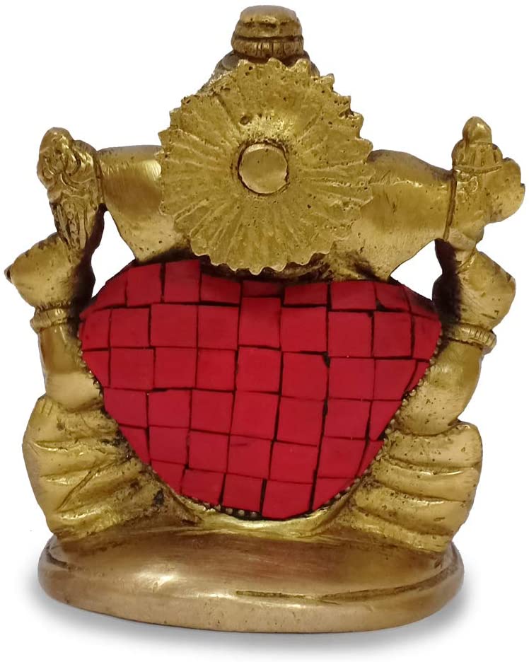 Blessing Idol of Lord Ganpati With Multicolored Stone