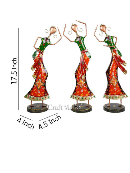 Metal Dancing Women Decorative Showpiece (Set Of 3) 