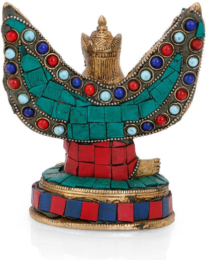 God Garuda Dev in Sitting Sculpture Brass Decorative Statue