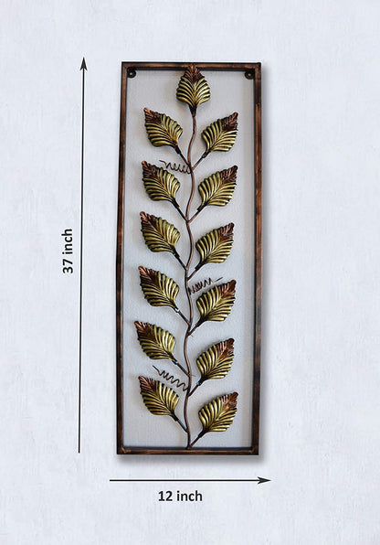 Metal Leaf Frame Mounted Wall Art Decor Showpiece