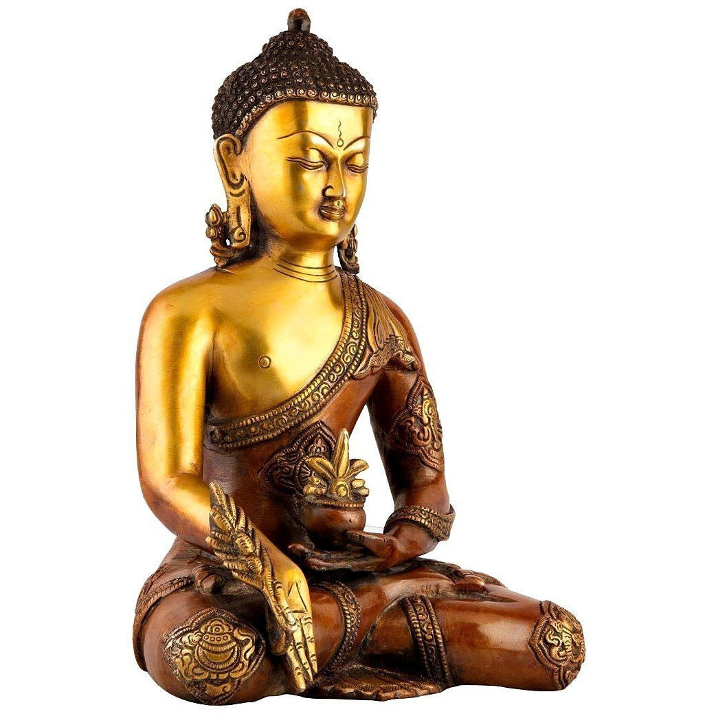 Brass Buddha Statue With Sacred Kalash Showpiece Bbs279