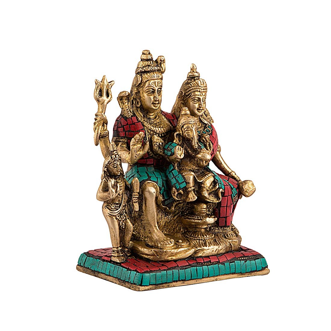 Brass Shiva Parvati Ganesh Statue Shts117