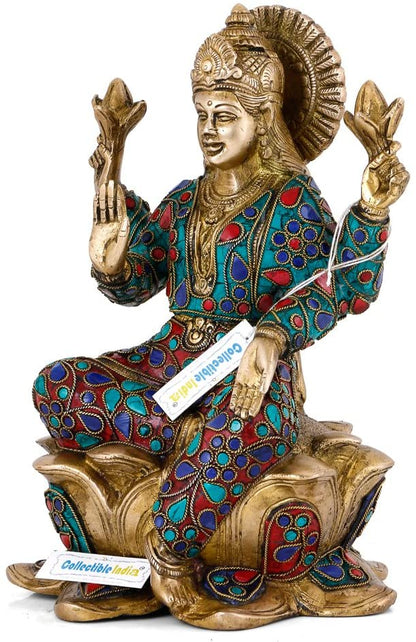 Handcrafted Brass Statue of Lakshmi in sitting position Idol