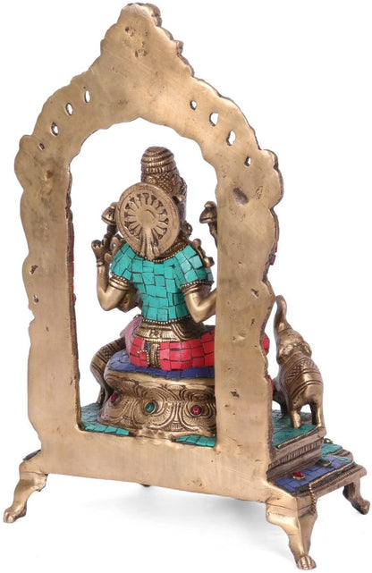 Goddess Laxmi JI Statue sitting on Singhasan Sculpture Figurine