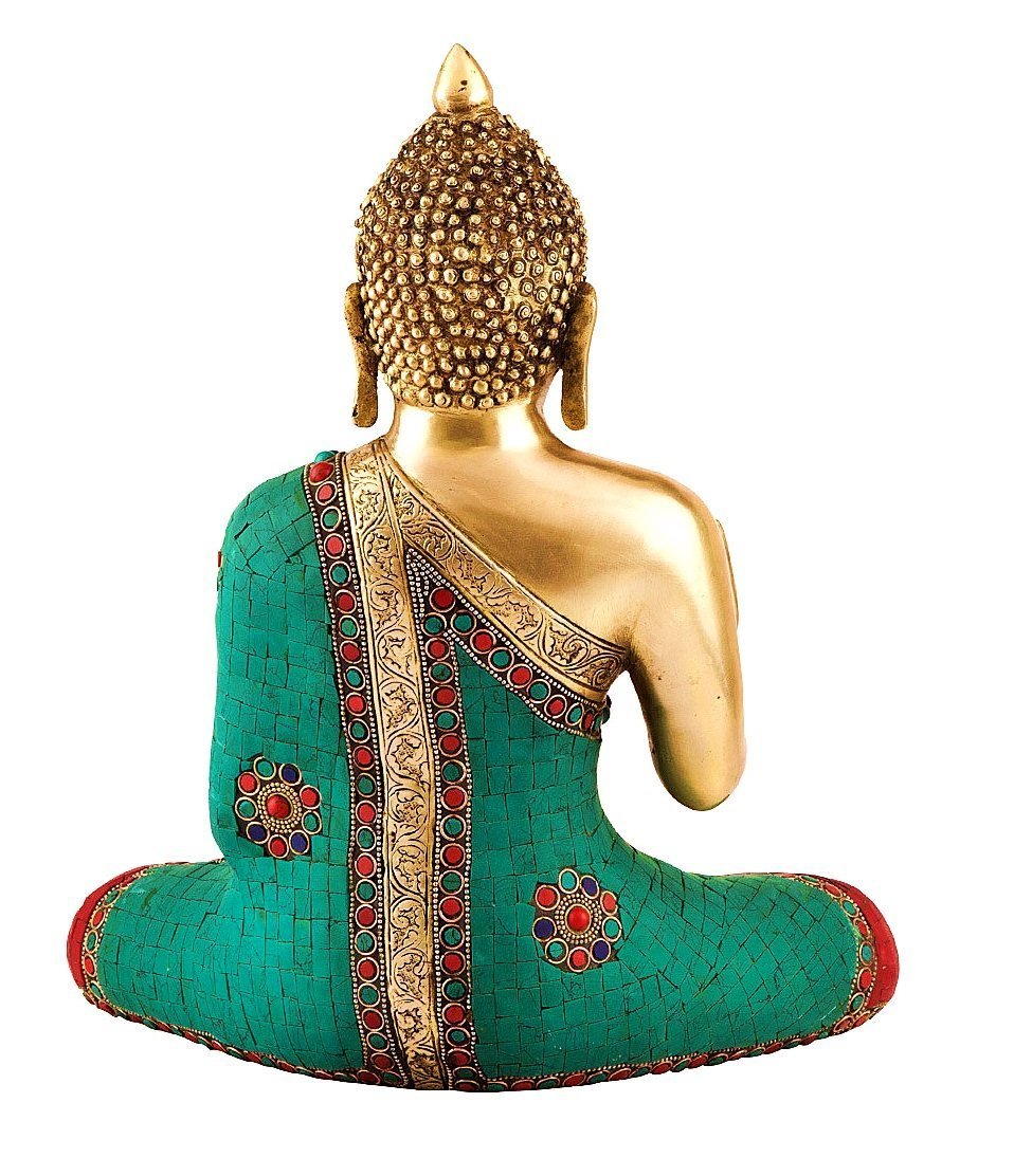 Brass Buddha Idol Turquoise Stone Showpiece Bts230