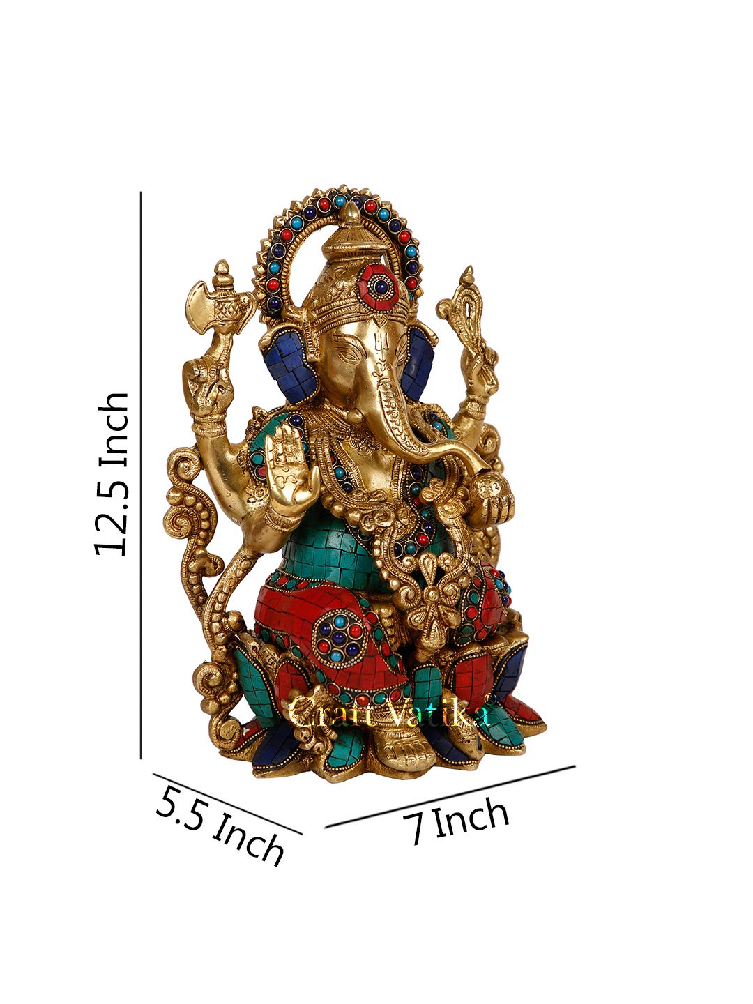 Large Lotus Sitting Ganesh Brass Idol