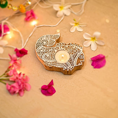 Wooden Fish Design Tea Light Candle Holder (Set of 2)