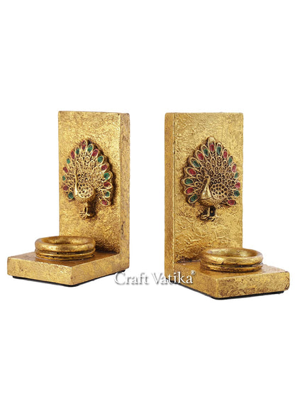 Peacock Design Resin Tea Light Candle Holder Stand,