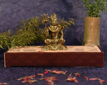 Blessing Brass Sculpture of Lord Shiva Worship Statue