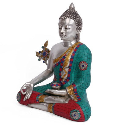 Meditating Buddha Mudra Pose Idol Brass Showpiece Set Bts245