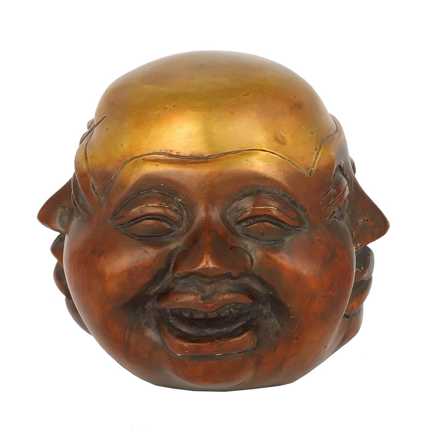 Brass Laughing Four Face Chinese Buddha Idol Statue Showpiece Bbs304