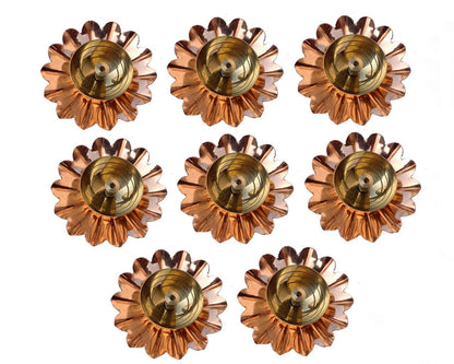 Lotus Puja Oil Lamp Stand For Pooja, Brown, (Set Of 2) Dfbs218-Small-2