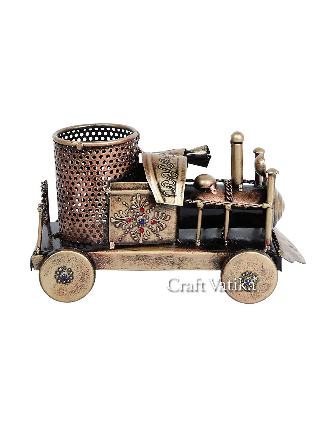 Iron Train Engine Pen Stand Showpiece