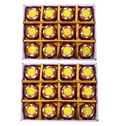 Handmade Wax Clay Mitti Diya For Decoration (Set Of 12) Dfms222-1