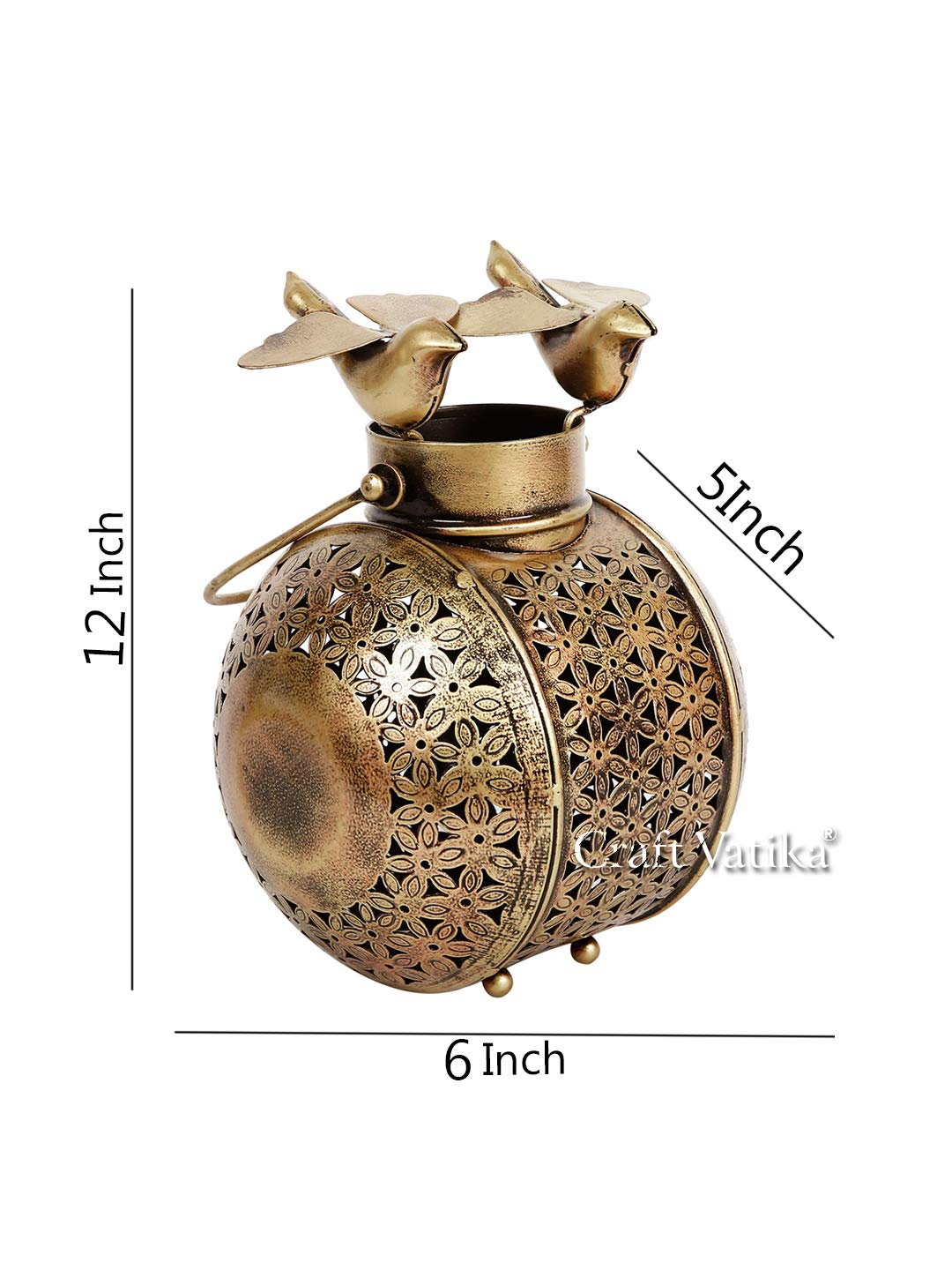 Iron Birds On Handi Tealight Candle Holder Stand Showpiece 