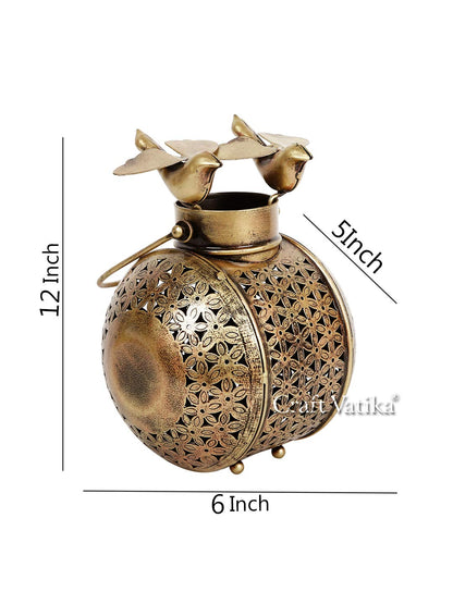 Iron Birds On Handi Tealight Candle Holder Stand Showpiece 