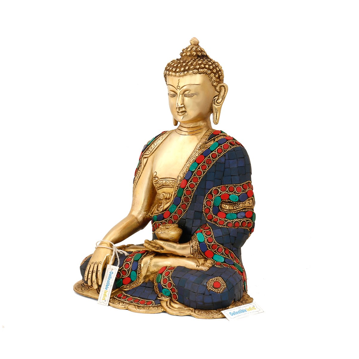 Brass Bhumisparsha Sculpture Statue of Tibetan Buddha