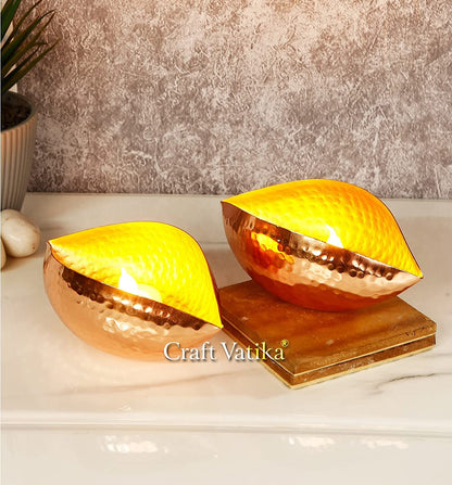 Hand Hammered Metal Tealight Candle Holder ( Set of 2)