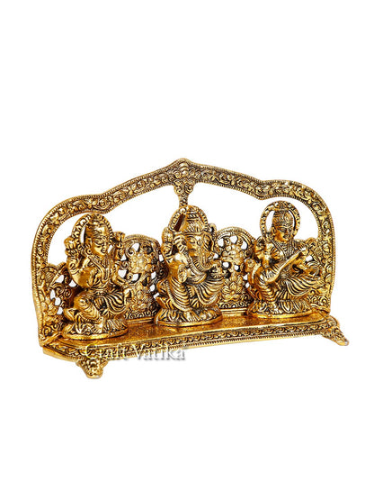 Goddess Lakshmi, Lord Ganesha, Saraswati Brass Statue