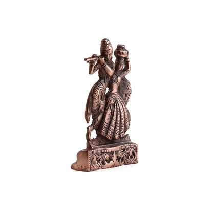 Sculpture of Radha Krishna Playing Flute Metal Wall Hanging
