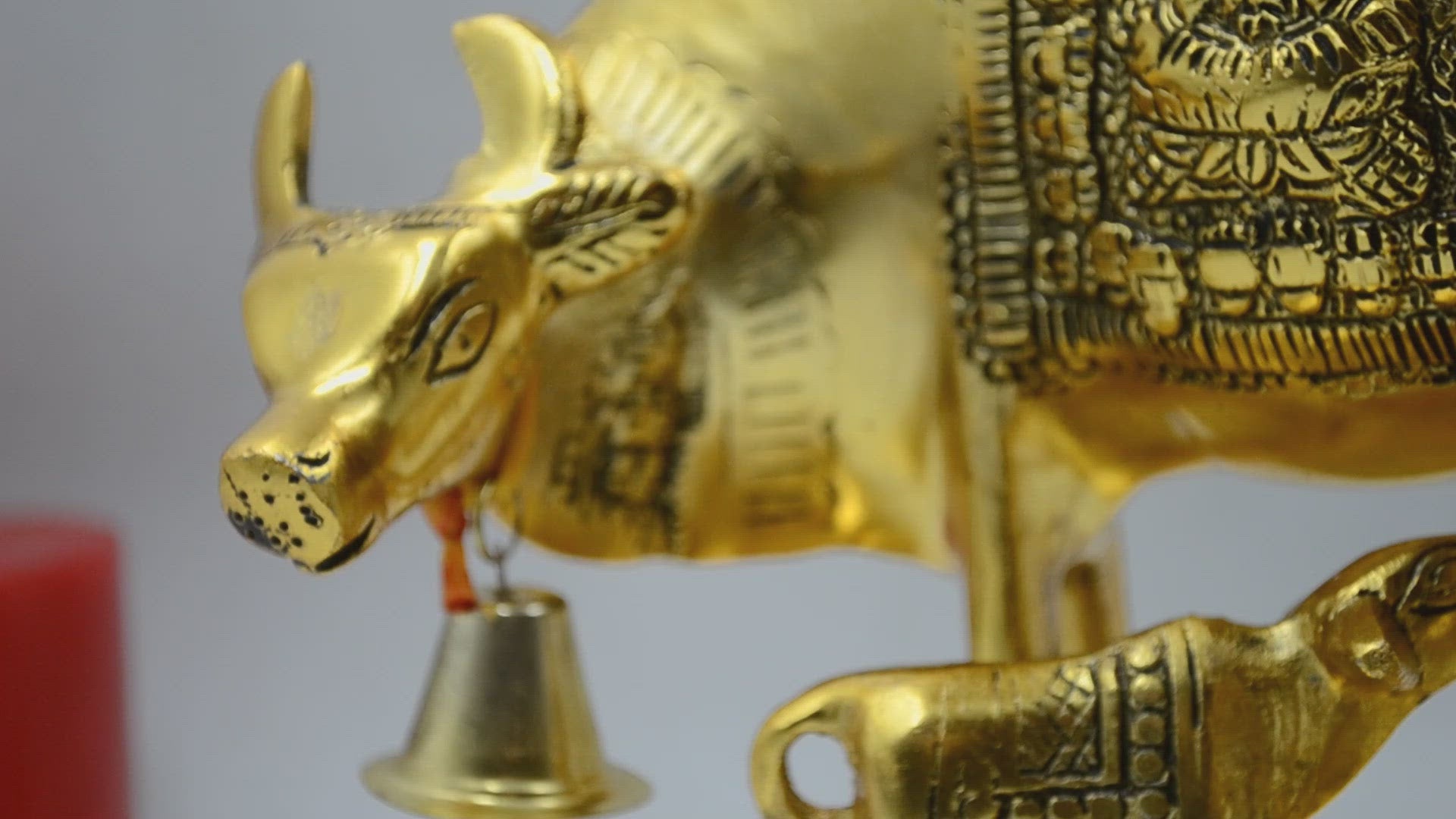 Standing Kamdhenu Cow With Calf & Sitting Ladoo Gopal Metal Statue Coabs114