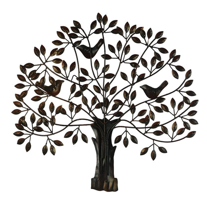 Metal Multicolor Tree Birds Sitting On Branches Wall Art Decor Showpiece