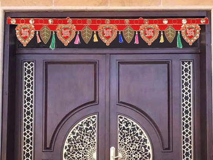 Velvet Swastik Leaf Design Door Bandarwal