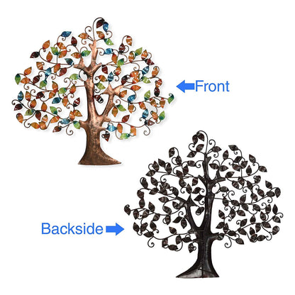 Metal Multicolor Tree Of Wisdom & Life Mounted Wall Hanging Showpiece 