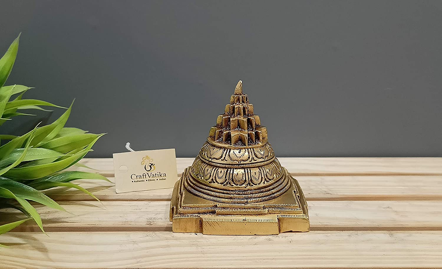 Brass Lakshmi Meru Shriparni Yantra Pyramid Statue