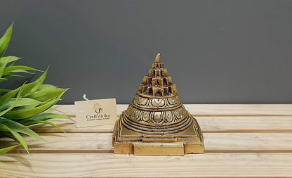 Brass Lakshmi Meru Shriparni Yantra Pyramid Statue