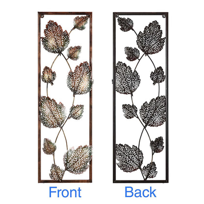 Metal Leaf Frame Mounted Wall Art Decor Showpiece 
