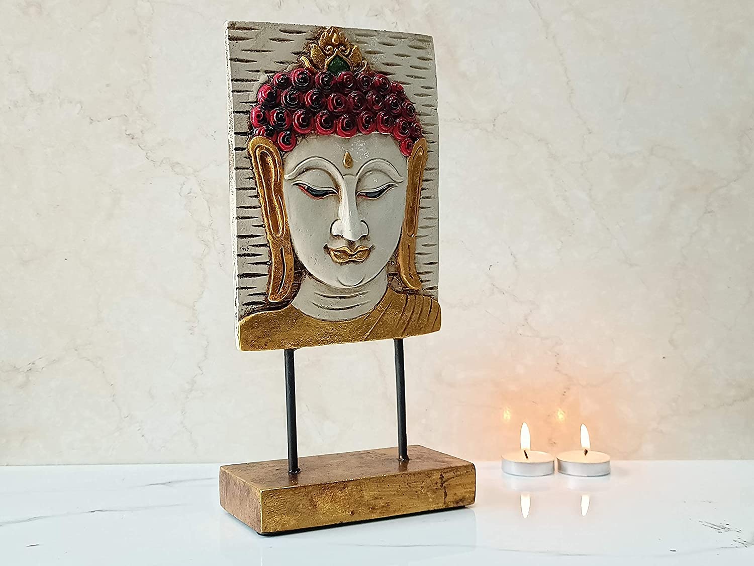 Polyresin buddha face showpiece with Hand Painted Details