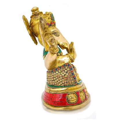 Ganesha Brass Idol with Stone Studded Statue