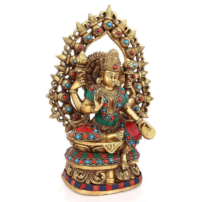 Pair of God-Goddess Lakshmi Ganesha Ring Turquoise Statue