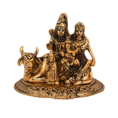 Shiv Parvati Ganesh Metal Idol Sitting On Nandi Statue Shbs148