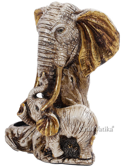 Resin Elephant Statue with Embedded Tealight Holder