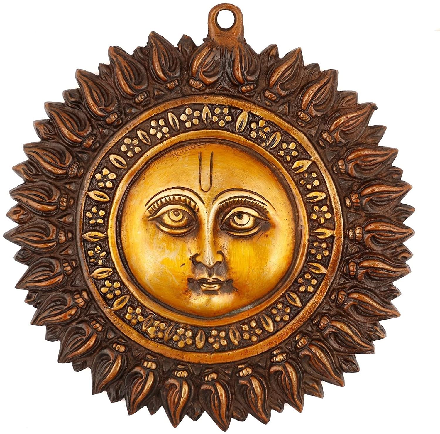 Feng Shui Sun Mask Decorative Brass Wall Hanging