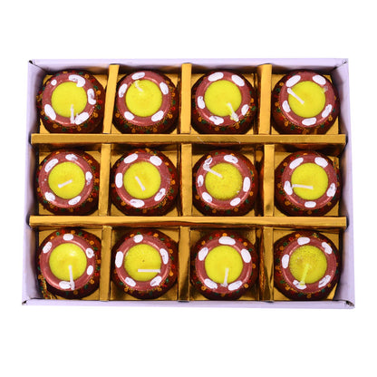 Handmade Wax Clay Mitti Diya for Decoration (Set of 12)